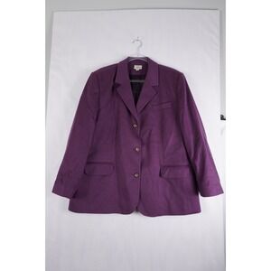 LL Bean Purple Blazer Womens 20E Wool Cashmere Blend Jacket Vintage